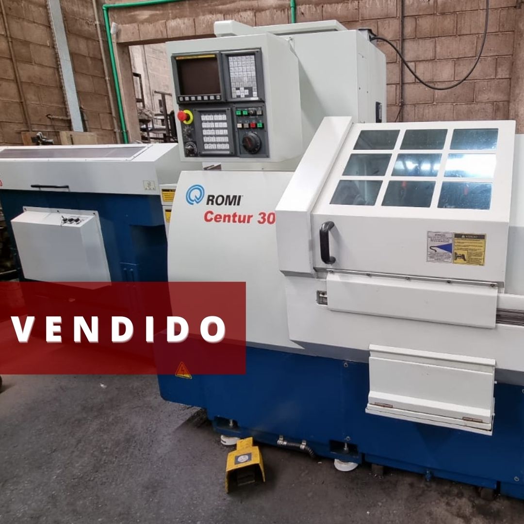 TORNO CNC ROMI CENTUR 30G COM ALIMENTADOR DE BARRAS